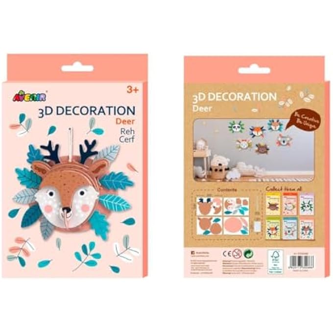 3D DECORATION - DEER KIT | TURN YOUR WALL INTO A ZOO! CREATE 3D DECORATIONS WITH PRE-CUT CARDBOARD PUZZLE PIECES | THOUGHTFUL AND CREATIVE GIFT OPTION FOR KIDS 3+ - Image 4
